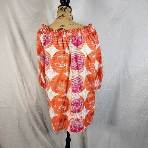 ASHLEY STEWART Size 22/24 Off Shoulder Raglan Sleeve Colorful‎ Cotton Blend Top - Picture 9 of 15